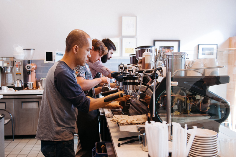 Jimmy and his baristas working their magic behind the bar.