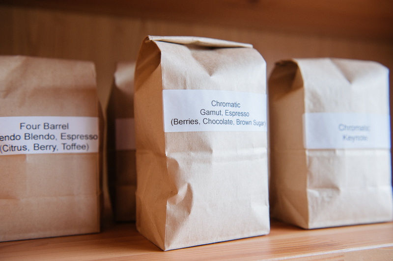 Bliss sells beans from their rotating tap of coffee roasters.